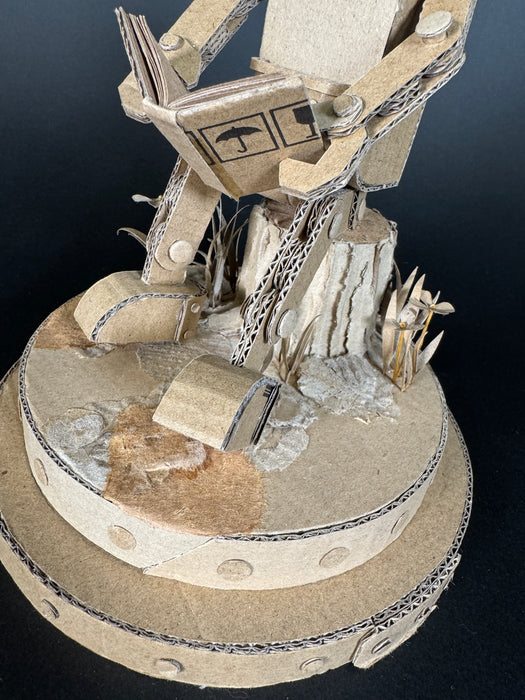 Paper Robot (Reading on stump)