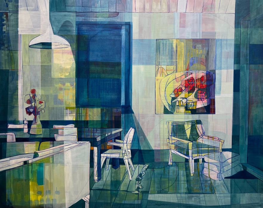 Painting in painting, beach house, California